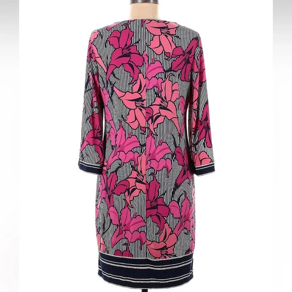Laundry by Shelli Segal Pink Floral Jersey Sheath Midi Dress Size Medium M - Picture 2 of 4